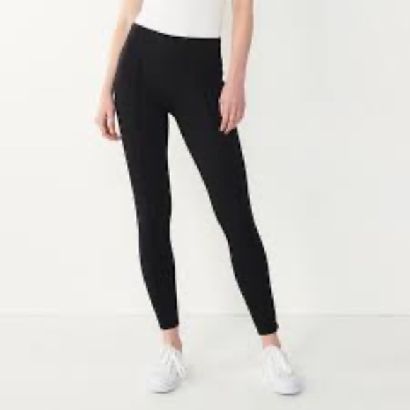 EUC Nine West Seamed Tummy-Control Ponte Leggings Black Size XL - Picture 1 of 7